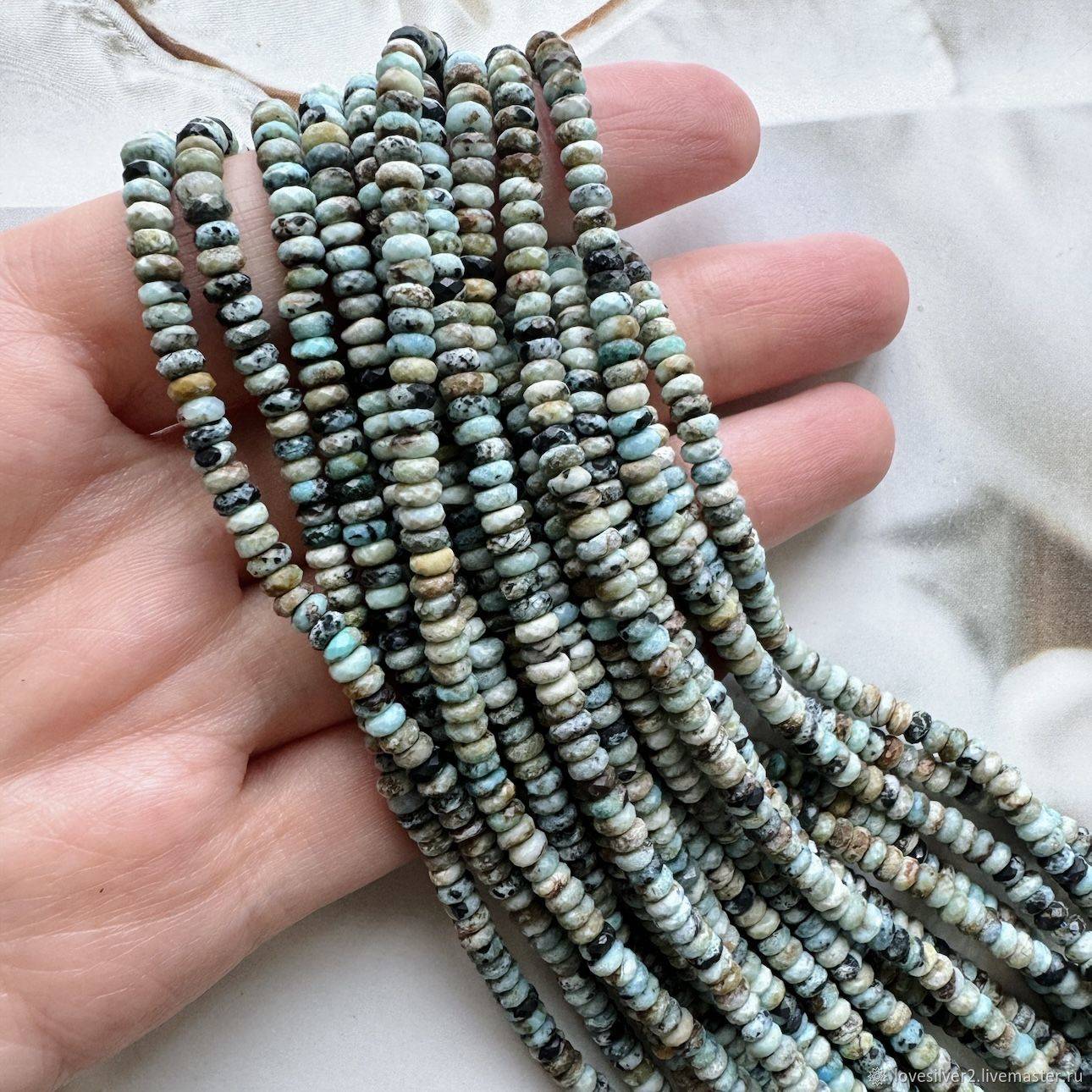 ОПАЛ Голубой Нить 18см Натуральный Диски граненые 4х2мм