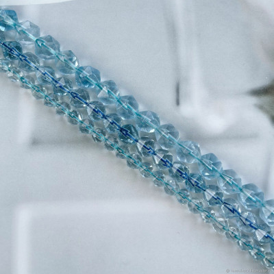 НИТЬ 37-38см ТОПАЗ SWISS Blue Шар граненый 6, 8, 10мм