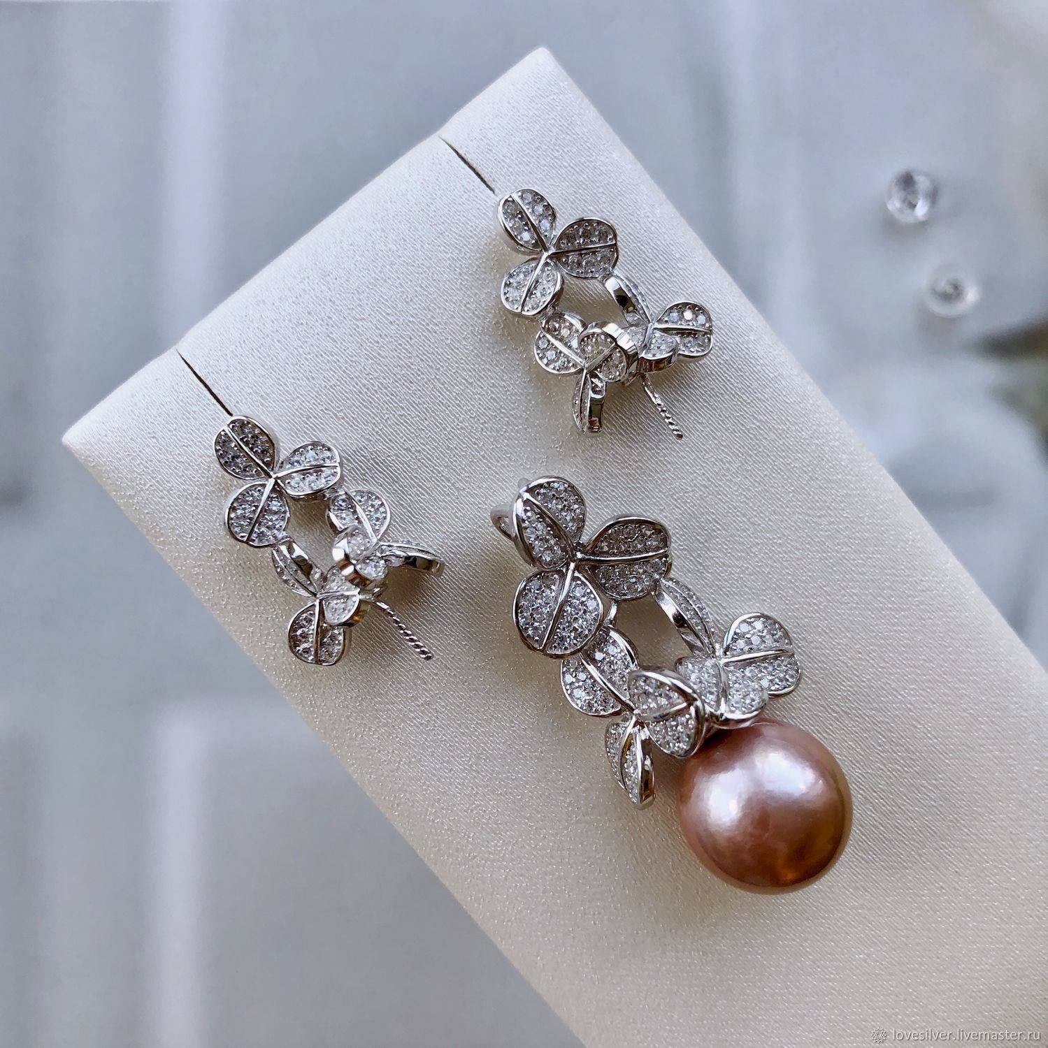 БЕЙЛ Mikimoto like Сильвер Родий Корея