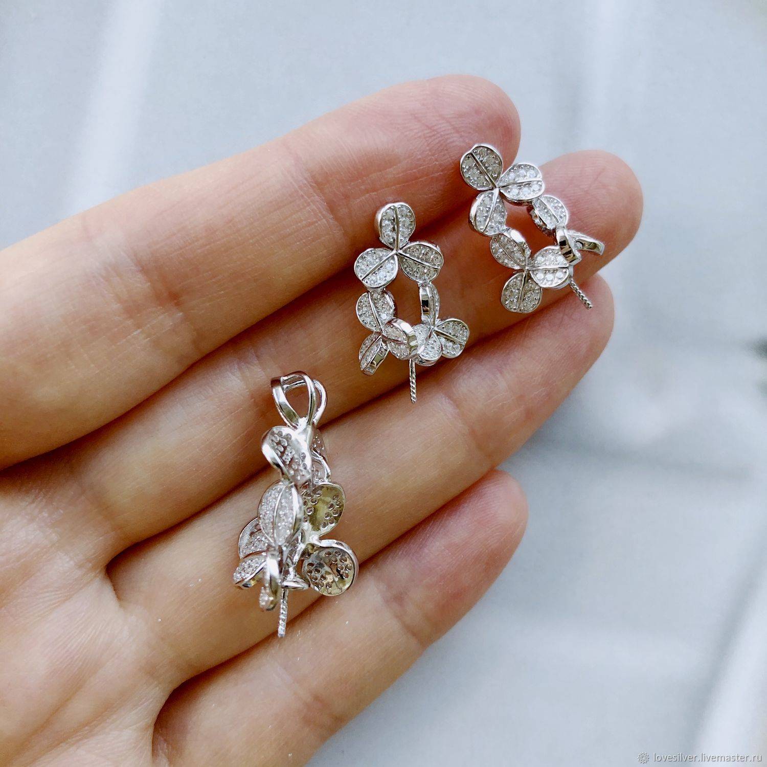 БЕЙЛ Mikimoto like Сильвер Родий Корея