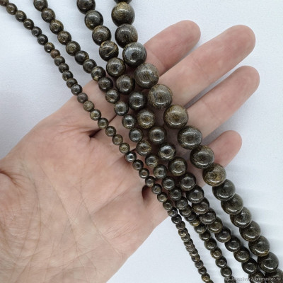 БРОНЗИТ Натуральный Нить 18см Шар гладкий 4, 6, 8 и 10мм
