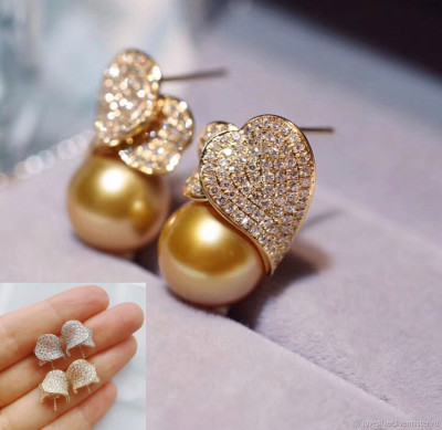 ШВЕНЗЫ Mikimoto like Сильвер Родий Позолота Корея