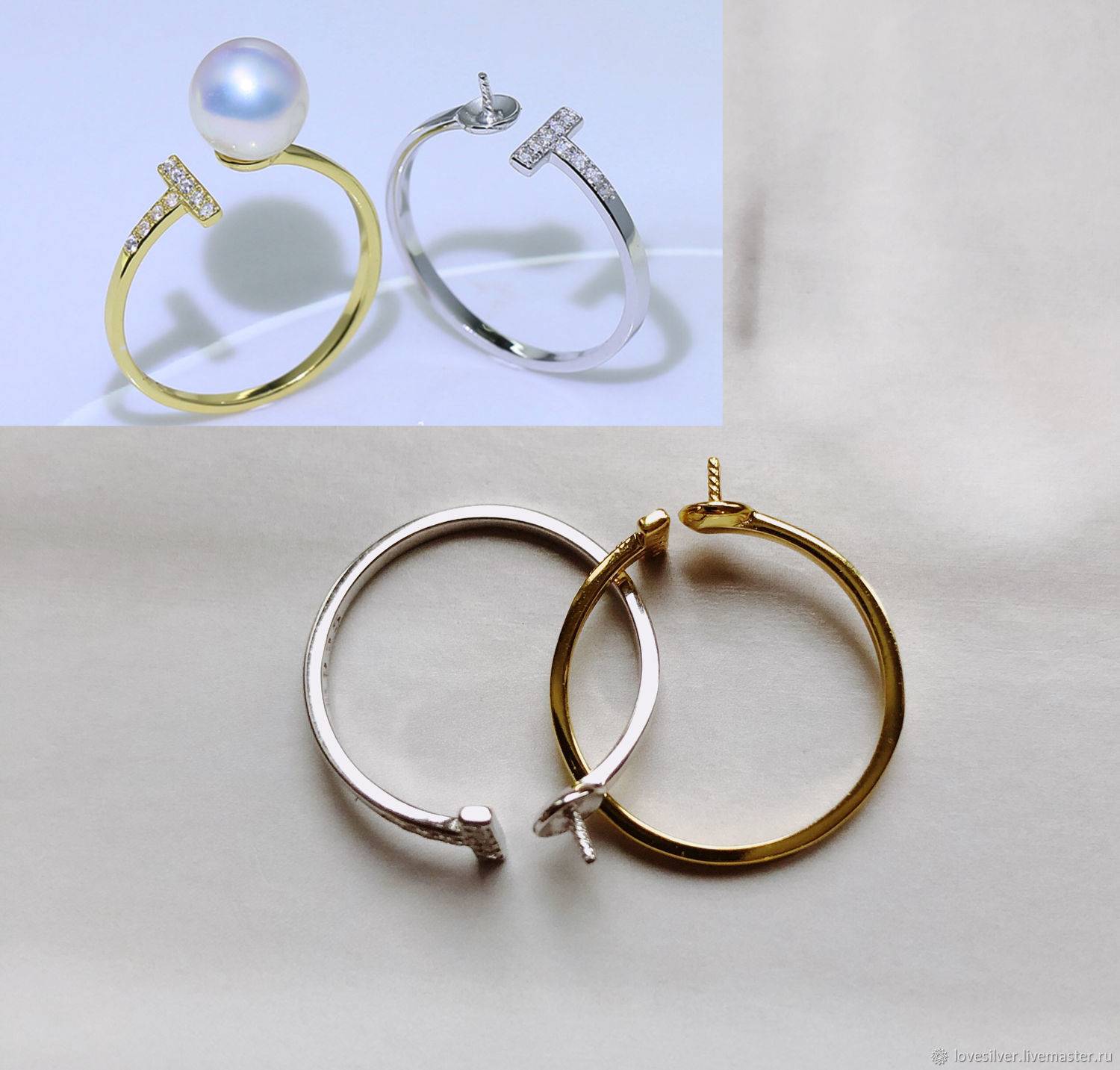 ОСНОВА для кольца Tiffany like Сильвер Родий Позолота