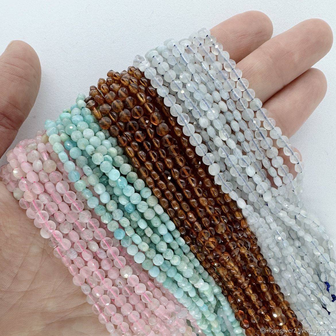 НИТЬ 18см КАМНИ Натуральные Таблетки граненые 3.5мм