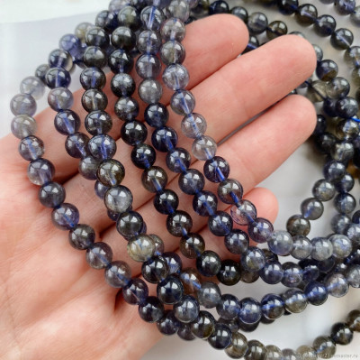 ИОЛИТ Натуральный Нить 17см Premium Шар гладкий 6-6.5мм