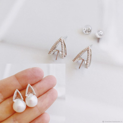 ШВЕНЗЫ Mikimoto like Сильвер Родий Корея