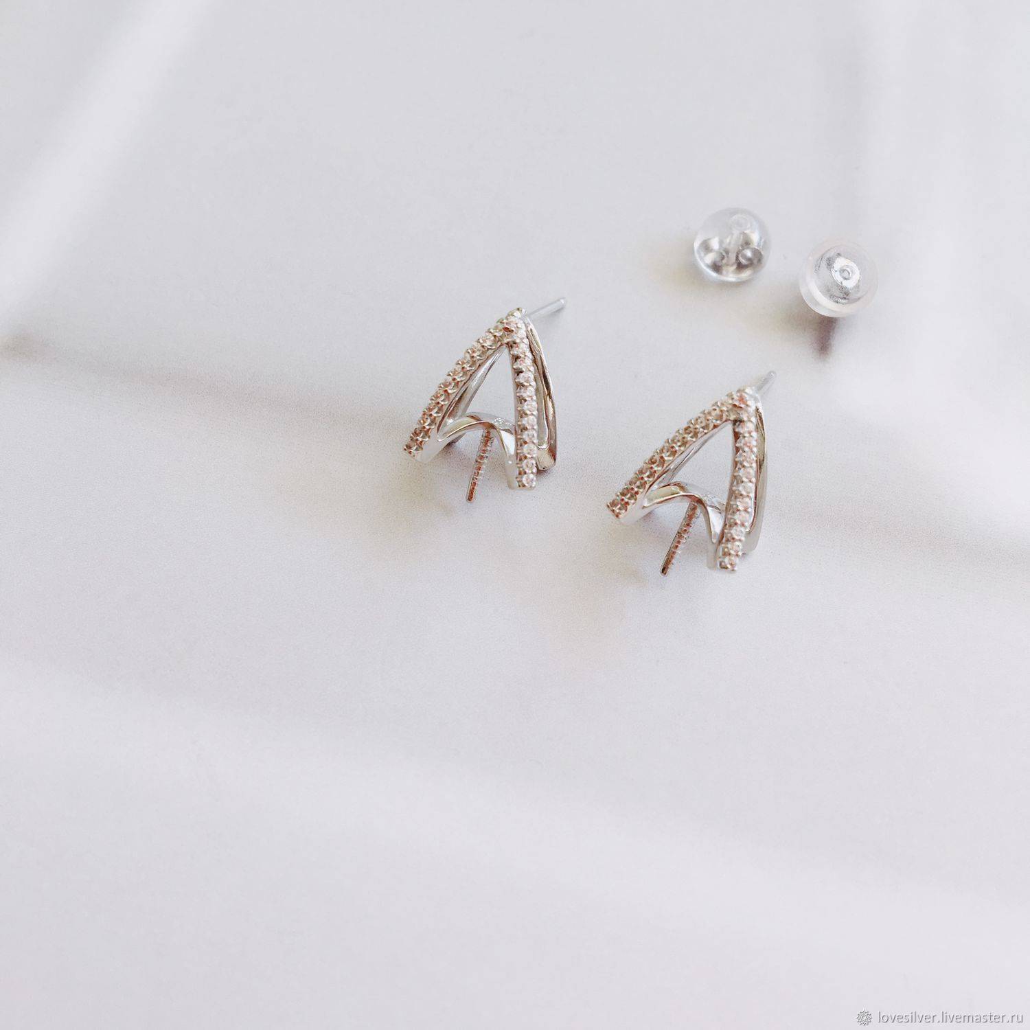 ШВЕНЗЫ Mikimoto like Сильвер Родий Корея