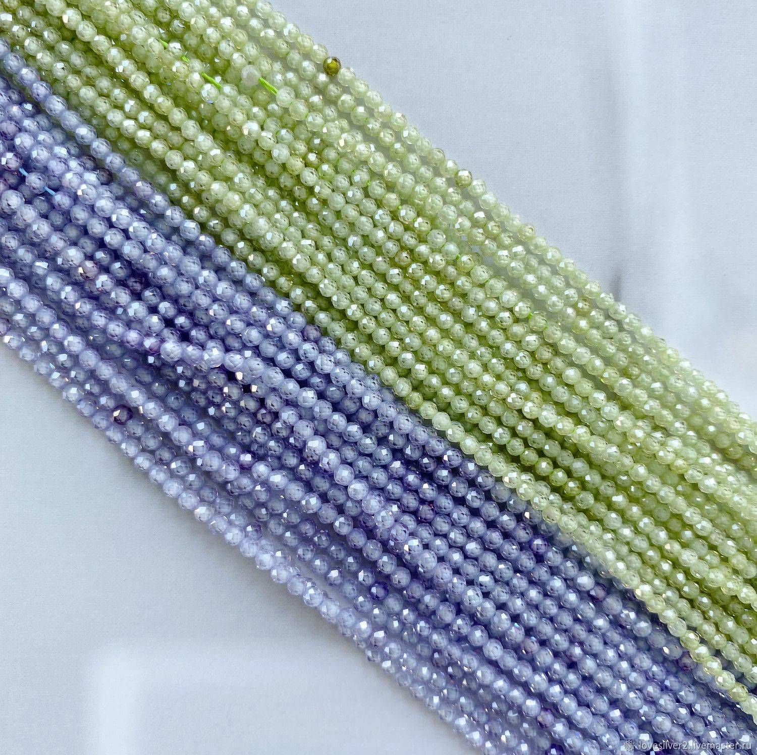 НИТЬ 38см ЦИРКОН натуральный Шар граненый 2мм